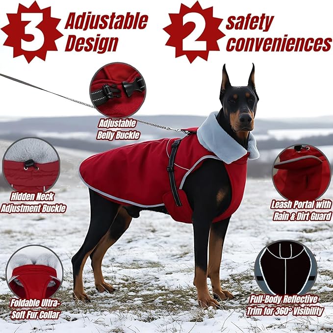 Insulated Outdoor Dog Winter Coat, Relaxed Fit Puppy Hard Shell Jacket with Full-Body Reflective Strips, Waterproof & Lightweight Coats for Tiny Small Dogs, Pet Jackets for Chihuahua Boy Girl(Wine,XS)