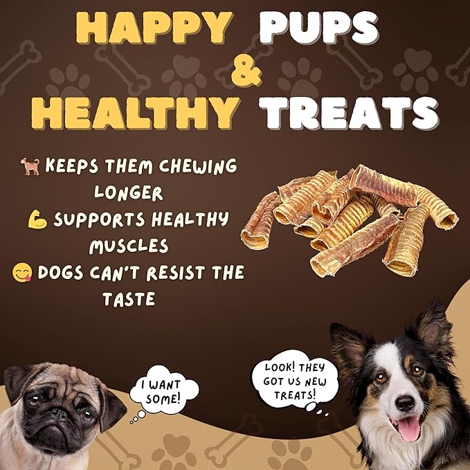 Woofley's Beef Trachea - (6 Inch 20 Pack) - Trachea Treats for Dogs - Natural Source of Glucosamine and Chondrotin for Joint Health - 100% Natural Beef Windpipe for Dogs