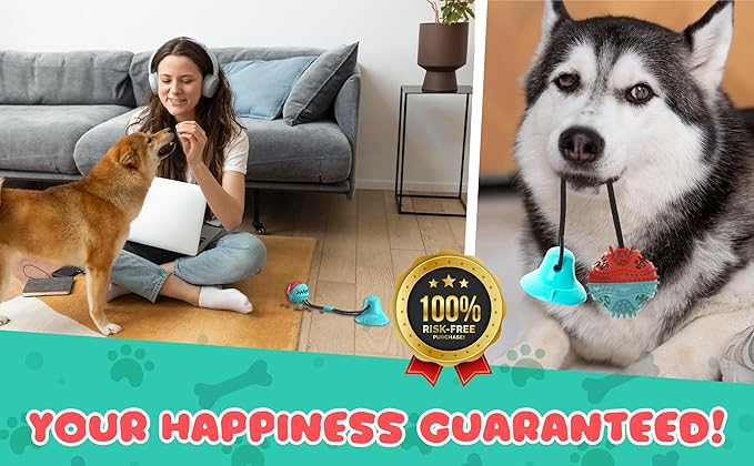 Just4Pups Dog Chew Toys – Durable, Long-Lasting Rubber Chew Toy with Treat Dispensing and Dental Benefits—Perfect for High-Energy Dogs and Puppies