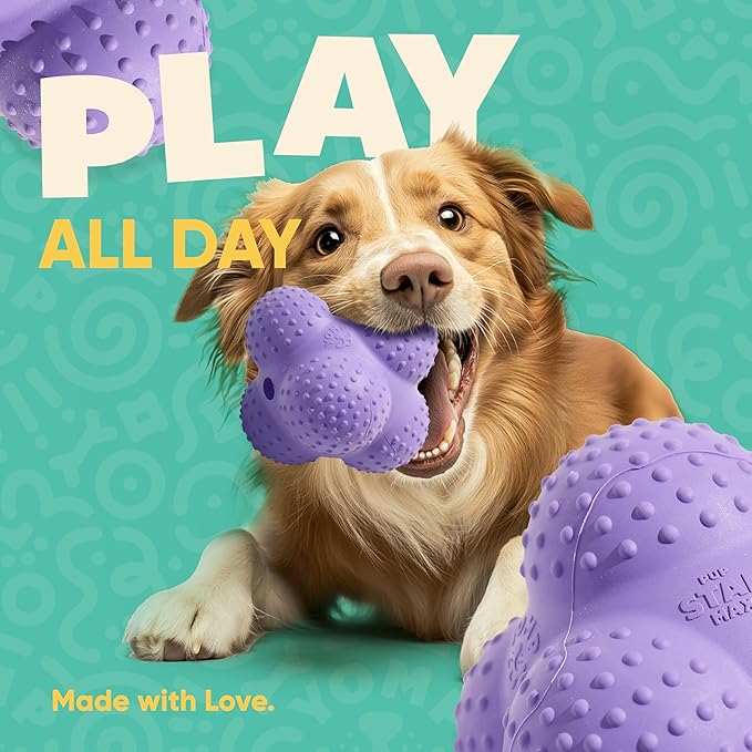 Yomp PupStar MAX Dog Toy – Star-Shaped, Bouncing Ball with Nubbins for Dental Health, Dishwasher Safe