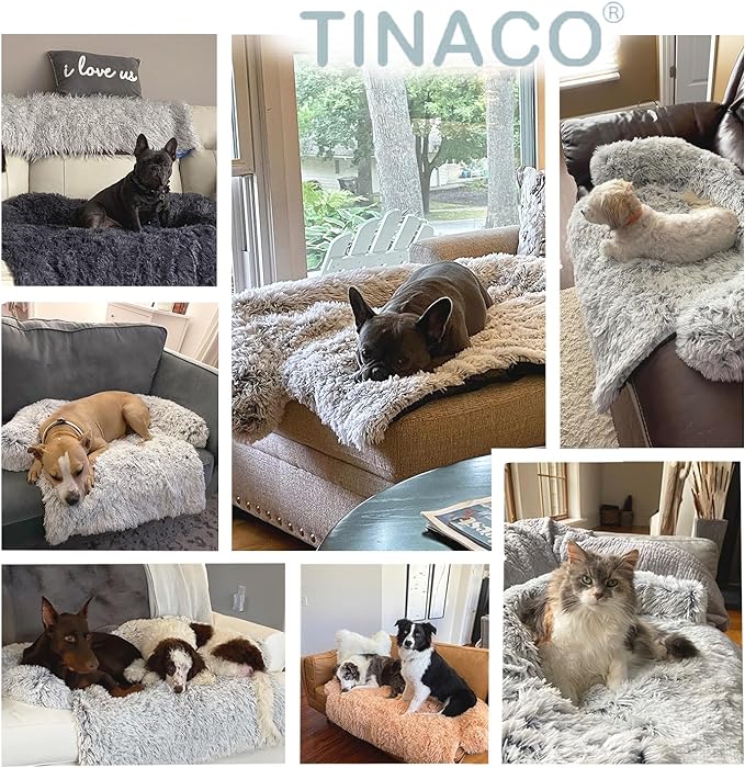 Calming Dogs/Cats Bed Mats, Dog Pad Washable Removable Couch Cover, Plush Long Fur Mat for Pets, Waterproof Lining, Perfect for Small, Medium and Large Dogs and Cats (Navy Blue, 59"x39")