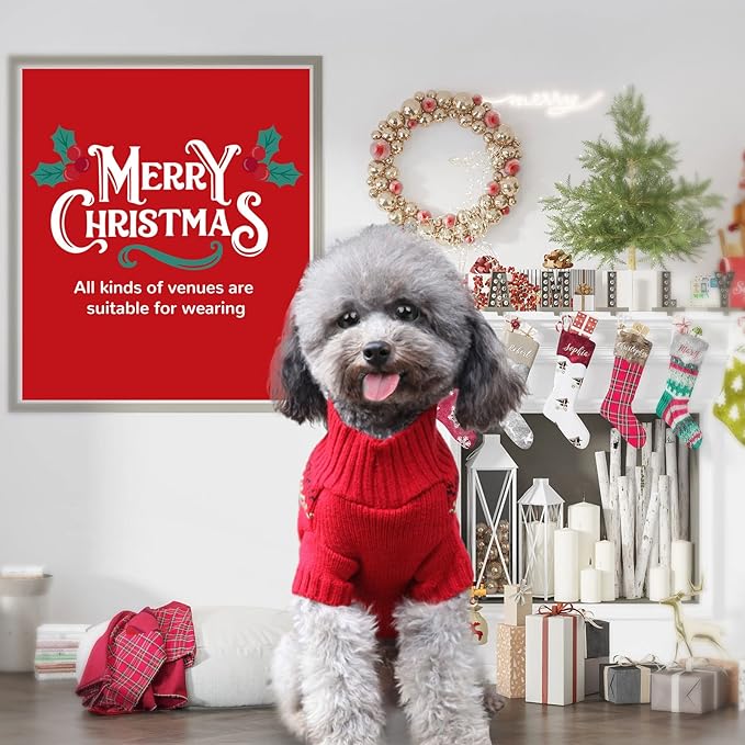 PETCARE Dog Christmas Sweater Red Ugly Funny Cute Cartoon Reindeer Cat Sweaters Jumper Holiday Dog Clothes Puppy Sweaters for Small Medium Large Dogs Fall Winter Outfits Xmas Dogs Costume,X-Large