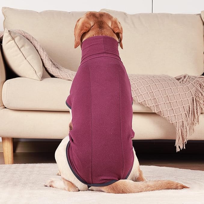 ROZKITCH Fleece Pet Elastic Jumpsuit with Pull Ring, Vest for Cold Weather Winter, Elastic Turtleneck, Sleeveless Pullover Clothes, Lightweight Pet Shirt for Small Medium Large Dogs Red XL