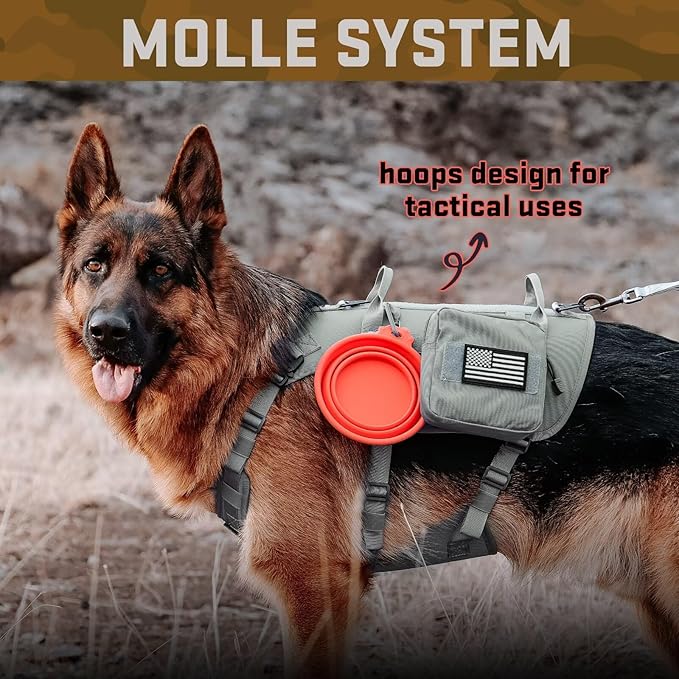 Forestpaw Dog Harness Medium Sized,Tactical Dog Harness with Handle,No Pull Military Style Service Dog Vest with Pockets Adjustable for Medium Dogs,Gray,Chest 19.5-41.5"