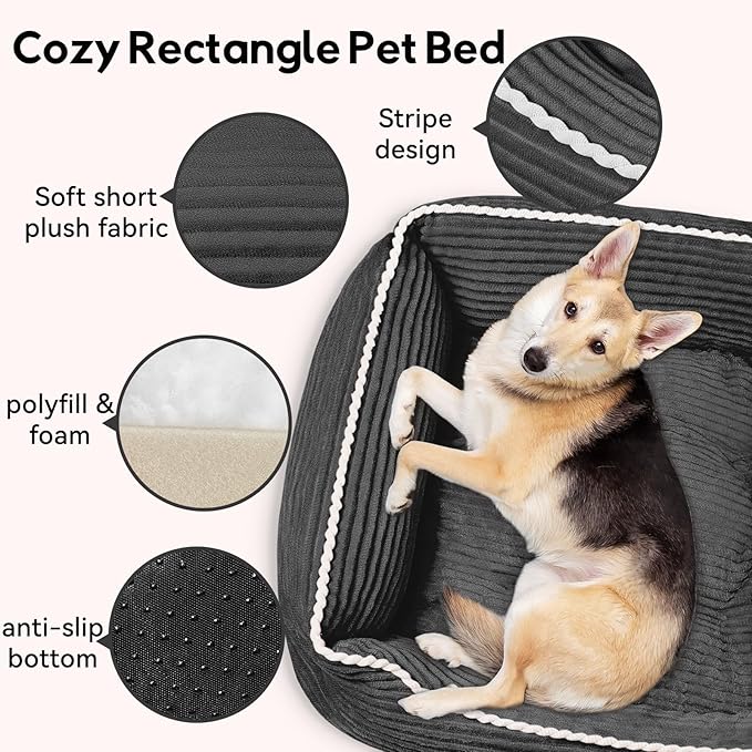 Orthopedic Dog Bed for Medium Dogs,Dog Sofa Beds Supportive Foam Pet Couch Bed with Removable Washable Mat and Nonskid Bottom (Medium, Dark Grey)
