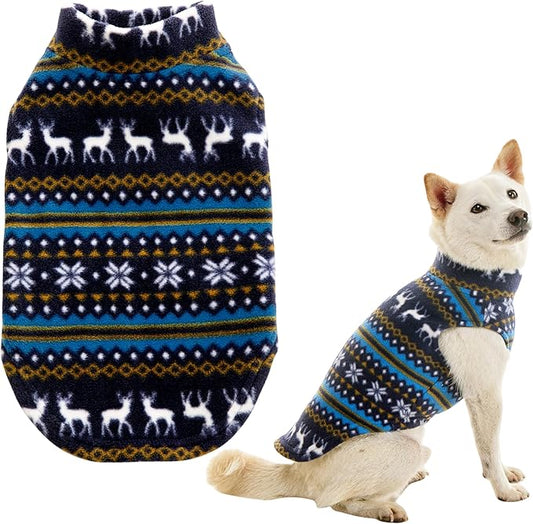 Gooby - Stretch Fleece Vest, Pullover Fleece Vest Jacket Sweater for Dogs, Reindeer Blue, 3X-Large