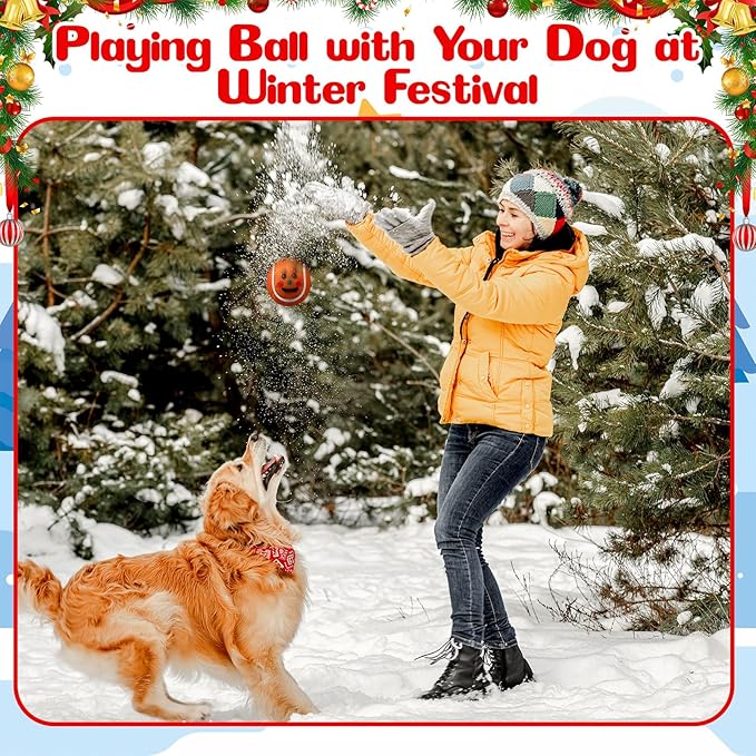 Civaner 18 Pcs Christmas Squeaky Tennis Balls for Dogs 2.5 Inch Bulk Dog Toys Ball for Small Medium Large Dogs Puppy Chew Teething Toy Interactive Training Xmas Gifts Stocking Stuffers (Santa)