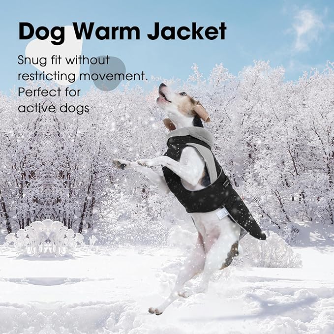 Nanaki Large Dog Coat For Winter Waterproof, Warm Fleece Lining Reflective Large Dog Jacket With Leash Hole, Furry Collar Cold Weather Puppy Vest Outdoor Walking Hunting Easy On Pet Snowsuit Black 2XL