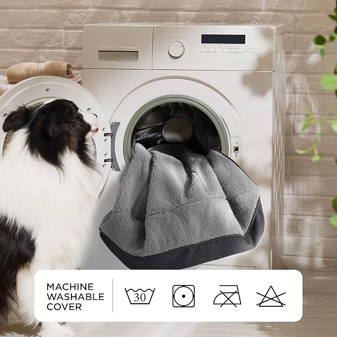 Bedsure Orthopedic Dog Beds Large Medium Sized Dog - Extra Thick Supportive Medium Dogs Bed with Waterproof Washable Cover, Comfort Pet Bed Sofa with Soft Plush Sherpa and Nonskid Bottom, Grey, 35"