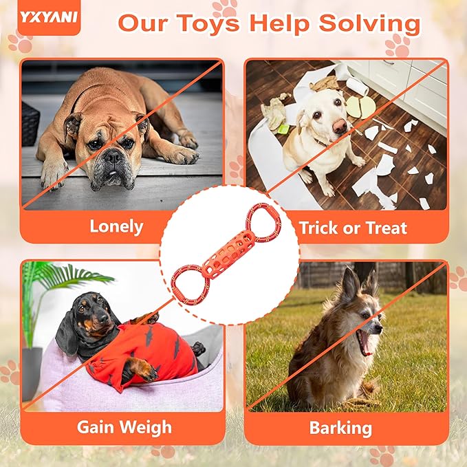 Durable Dog Tug Toy – Tough Double Ring Rope and Rubber Chew Toy with Squeaker, Interactive Tug-of-War for Large Dogs, Heavy Duty Play and Easy to Clean (Double Ring)