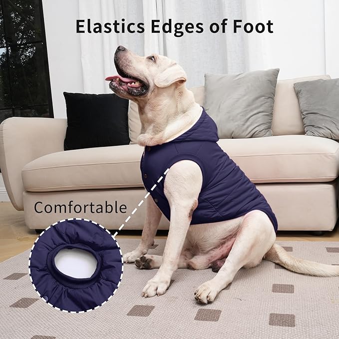 Fleece Lining Extra Warm Dog Hoodie in Winter for Large Dogs Jacket Pet Coats with Hooded,Blue XXXL