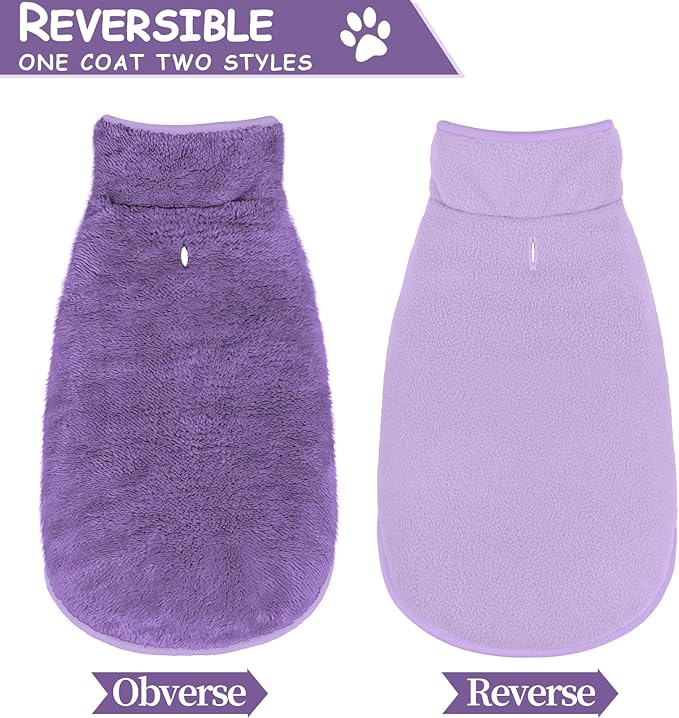 Malier Dog Winter Coat, Reversible Fleece Dog Cold Weather Coats, Windproof Warm Snow Puppy Jacket Vest Pet Clothes for Small Medium Large Dogs (Purple, XXX-Large)