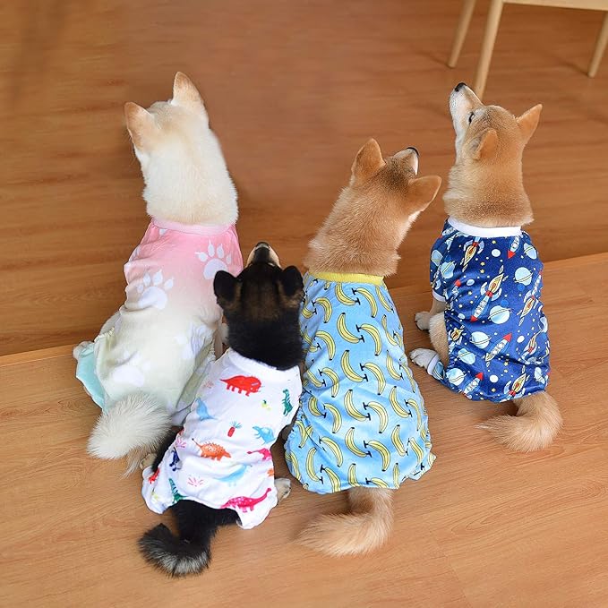 CuteBone Small Dogs Outfit Soft Puppy Onesies Pjs Dog Pajamas Pet Coat Cat Apparel Comfy Doggie Jumpsuit Bodysuit for All Seasons P09L