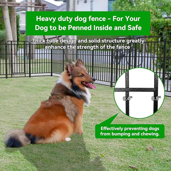 Square Steel Pipe Dog Fence Outdoor 12 Piece Panels 40" Height Anti-Rust Heavy Duty Dog Playpen with Doors Portable for Yard RV Camping, Total 27FT, 57 Sq.ft, Snowy Black