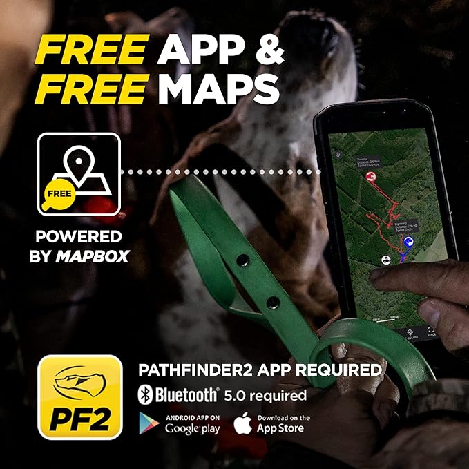 Dogtra Pathfinder 2 GPS Tracker e Collar + Add-on Receiver Black | 9 Mile, LED Light, No Monthly Fees, Free App, Waterproof, Smartwatch Control, Satellite Tracking, Multiple Dogs, Smartphone Required