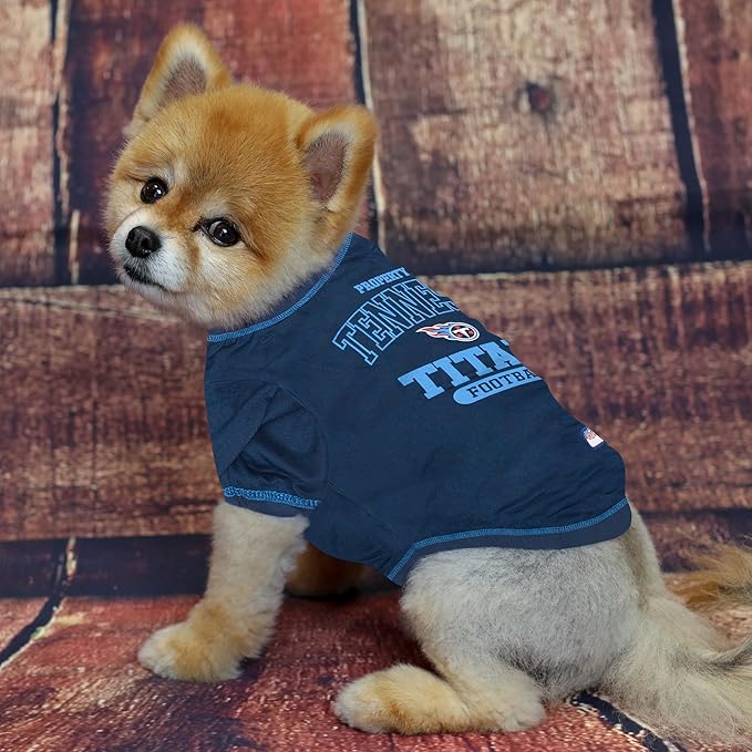 NFL Tennessee Titans Dog T-shirt Small. - Licensed Shirt for Pets Team Colored with Team Logos- Premium Stretchable Materials for the comfort of your Dog & Cat