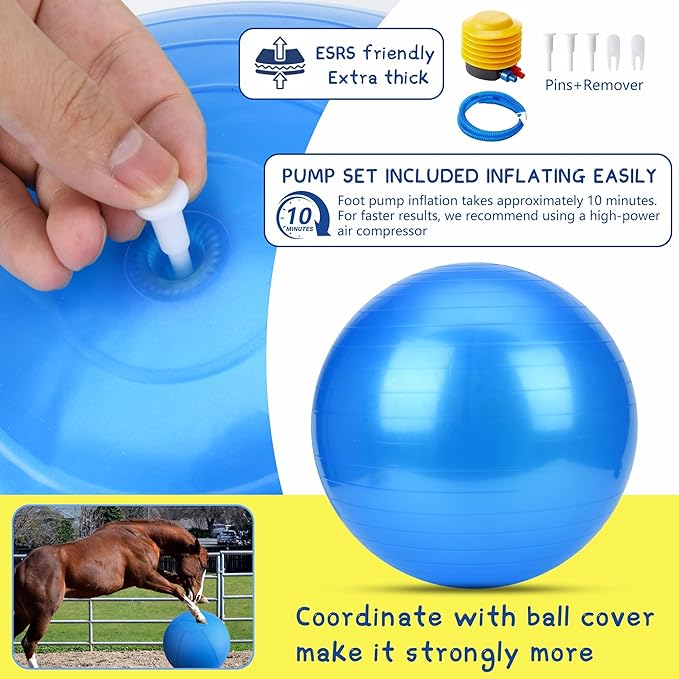 Herding Ball for Dogs - 25" Medium Herding Ball with Anti-Burst Cover and Pump, Outdoor Dog Exercise Toy for Australian Shepherd, German Shepherd, Collie (Blue)