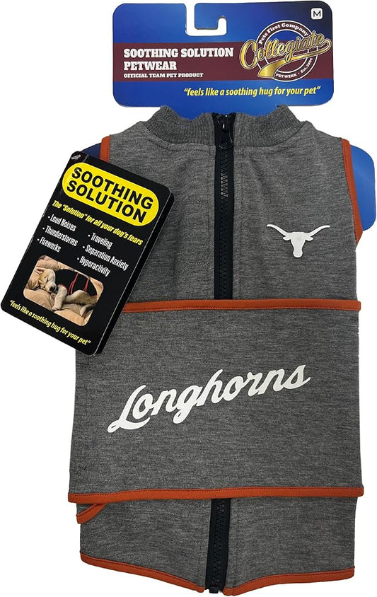 NCAA Texas Longhorns Dog Anxiety Shirt Calming Soothing Vest, for Dogs & Cats with Anxiety, Fears, Fireworks, Loud Noises, Dark, Lonely Keeps Dogs Calm Feeling Safe, Relaxing Jacket, Small