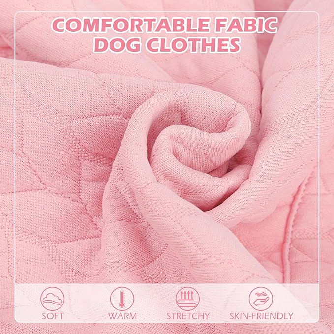 EXPAWLORER Textured Cable Knit Basic Dog Hoodie, Elevated Style Dog Sweater with Leash Hole and Pocket, Soft and Warm Pet Winter Coat, Cold Weather Clothes for Small Medium Large Dogs,Pink M