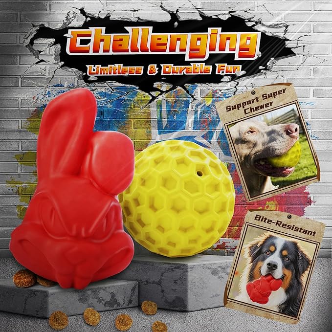 Heavy Duty Various Dog Chew Toys for Aggressive Chewers, 9 Pack Indestructible Large Dog Toys Include Tug Chew & Rope Toys, Squeaky Toys for Medium & Large Breed(for Super chewers -Mad Bunny)