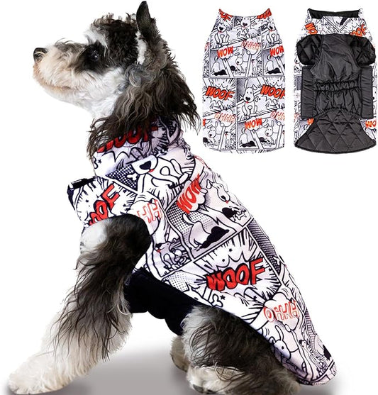 CuteBone Winter Dog Jacket - Reversible, Windproof & Waterproof Soft Coat with Leash Hole for Small to Large Dogs