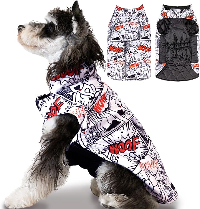 CuteBone Winter Dog Jacket - Reversible, Windproof, Waterproof, Thick Soft Coat with Leash Hole for Small to Large Dogs