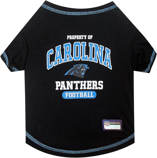NFL Carolina Panthers Dog T-shirt X-Small. - Licensed Shirt for Pets Team Colored with Team Logos- Premium Stretchable Materials for the comfort of your Dog & Cat