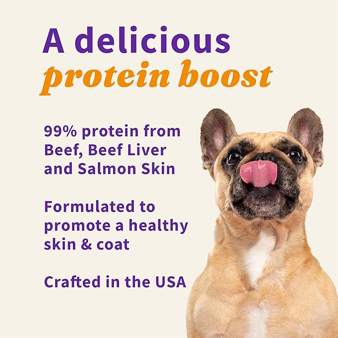 Halo Freeze Dried Raw Dog Food Topper, Beef And Salmon Recipe, For Skin & Coat Support, Real Meat Topper, Omega 3 Fatty Acids, 1lb Bag