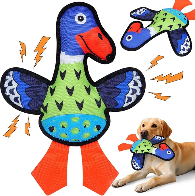 Interactive Squeaky Dog Toys,Crinkle Dog Toy to Keep Them Busy,Colorful Absurd Duck Dog Toys,Fun for Indoor Puppies,Chewing and Playing(Green)