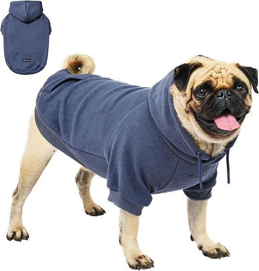 Tuff Pupper Dog Hoodie | Premium Quality 100% Organic Cotton | Ultra Soft Interior for Superior Comfort | Elastic Cuffs & Drawstring for Warmth | Stretch Fit Suitable for All Breeds (Blue, M)