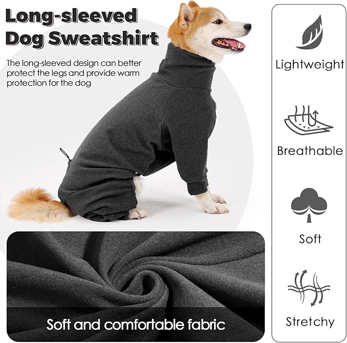 Dotoner Pullover Dog Sweater with Leash Hole - High Collar Cold Weather Vest for Large Dogs - Indoor & Outdoor Use