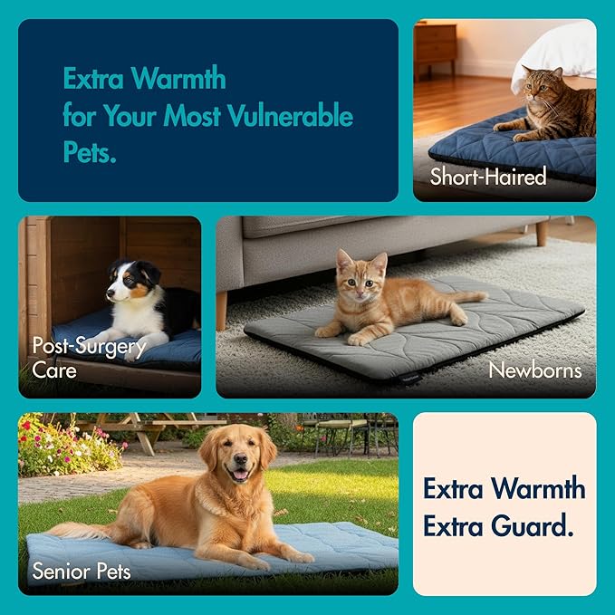 Dog Heating Pad (56"x40") - Waterproof Electric Heated Mat & Pet Bed for Indoor and Outdoor Use, Chew Resistant Cord, Machine Washable Cover with Wheat Pattern Quilting, for Cats and Pets