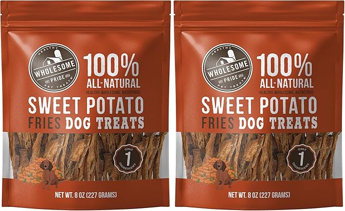 Wholesome Pride Sweet Potato Fries 100% All-Natural Single Ingredient Dog Treats, 8 oz (Pack of 2)