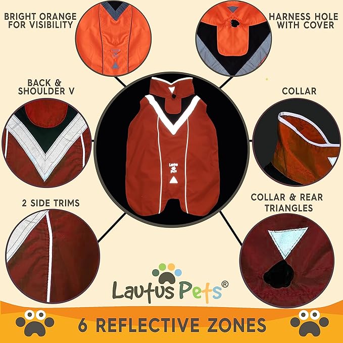 Dog Rain Coat - Waterproof, Reflective, Bright Orange with Leash Hole (2XL, Orange)