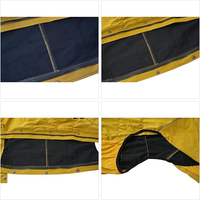 LOVELONGLONG Fleece-Lined Dog Raincoat with Removable Hood – Waterproof Winter Full Body Dog Jacket – Windproof Snowproof Cold-Weather Suit – Yellow-F XL