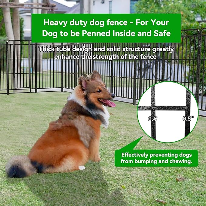 Square Steel Pipe Dog Fence Outdoor 8 Piece Panels 47" Height Anti-Rust Heavy Duty Dog Playpen with Doors Portable for Yard RV Camping, Total 18FT, 25 Sq.ft, Snowy Black
