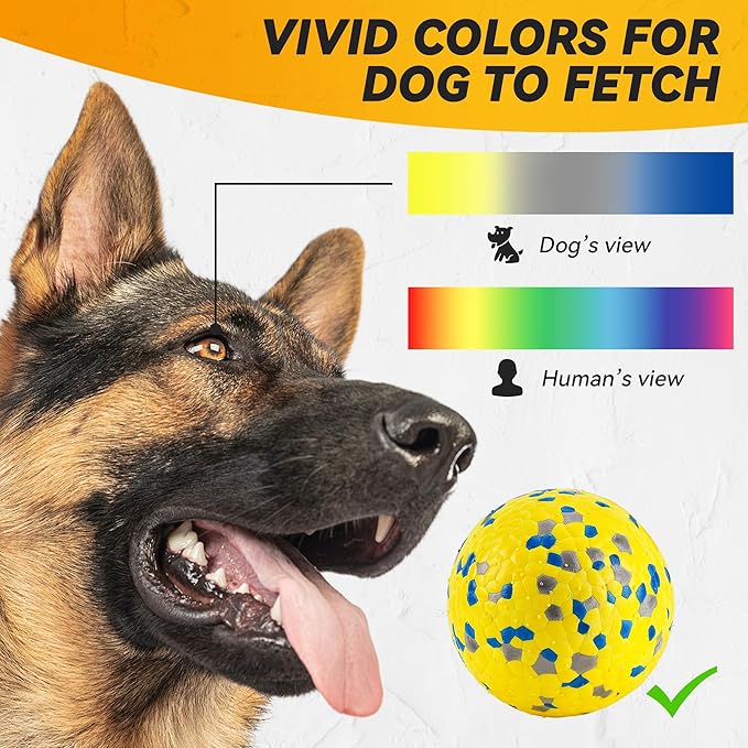 2Pcs Dog Balls, Tennis Balls for Dog Aggressive Chewers, for Large Medium Small Puppy, Training Catch&Fetch, Water Floats Toys, Yellow