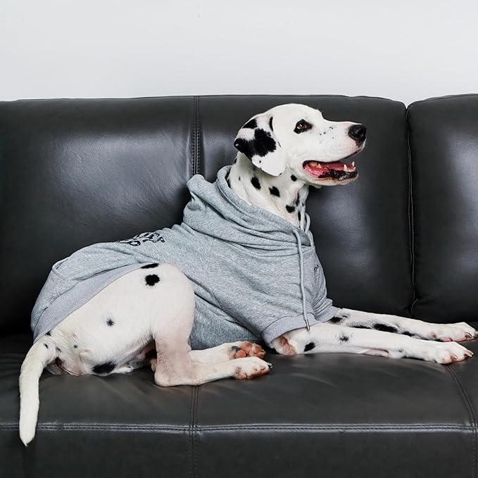 Tuff Pupper Dog Hoodie | Premium Quality 100% Organic Cotton | Ultra Soft Interior for Superior Comfort | Elastic Cuffs & Drawstring for Warmth | Stretch Fit Suitable for All Breeds (Gray, L)