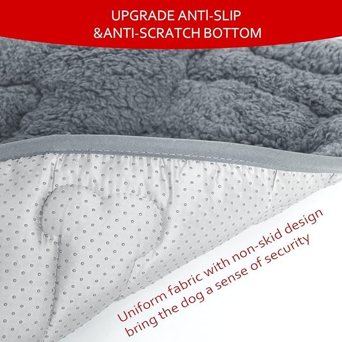 Dog Bed Crate Mat(42" X 28") 2 Pack, Soft Plush Dog Bed Pad Machine Washable Crate Pad, Grey