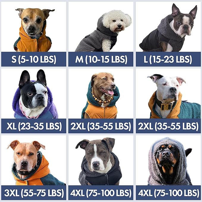 Spark Paws Reversible Dog Sweater, Sherpa Vest with Warm Fleece Lining, Warm Coat for Winter, Suitable for Small Medium, Large, XL XXL Dogs - Purple and Navy Blue - 2XL