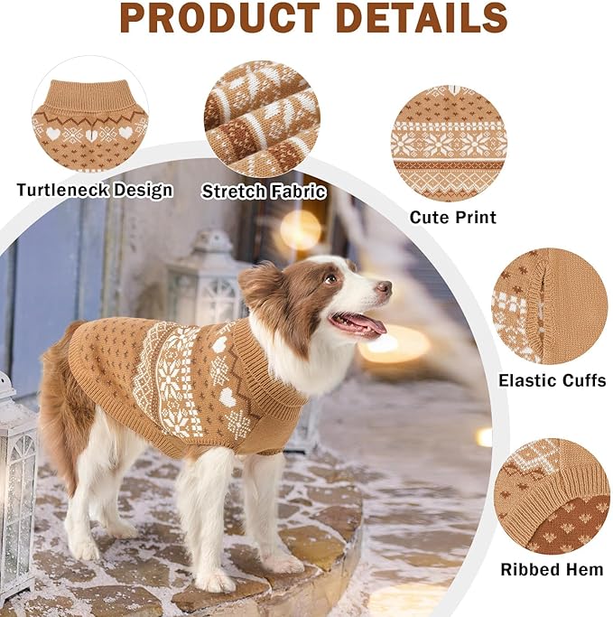 SCENEREAL Dog Sweaters for Small Dogs - Soft, Warm Turtleneck Small Dog Sweater, Ugly Knit Dog Christmas Outfits for Dachshund, Chihuahua, Pug, Yorkie,Winter Pet Clothes Girl Boy, XS
