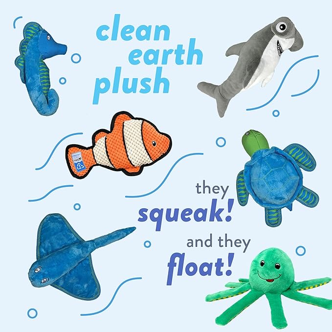 Spunky Pup Clean Earth Plush Stingray | Made from 100% Recycled Water Bottles | Small