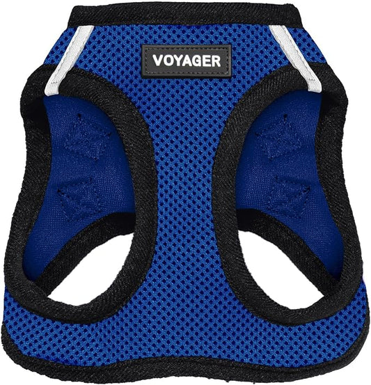Best Pet Supplies Voyager Step-in Air Harness - All Weather Mesh, Reflective, No Pull Harness for Dogs, Cats - Secure with Hook & Loop Fastener, Buckle, Double D-Rings - Royal Blue/Black Trim, L