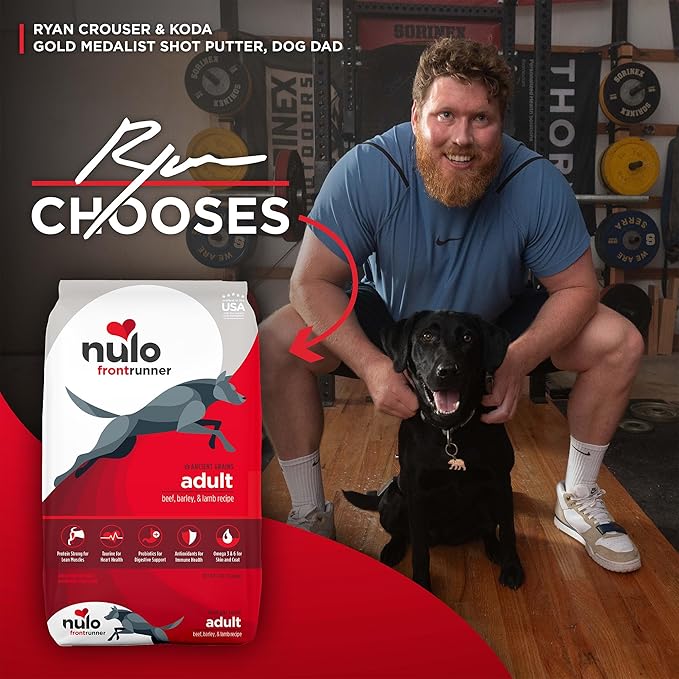 Nulo Frontrunner Ancient Grains High-Protein Dog Food, Beef, Barley, & Lamb Recipe- Natural Dry Dog Food with Probiotics, Grain-Inclusive Kibble for Adult Dogs, 5 lb Bag