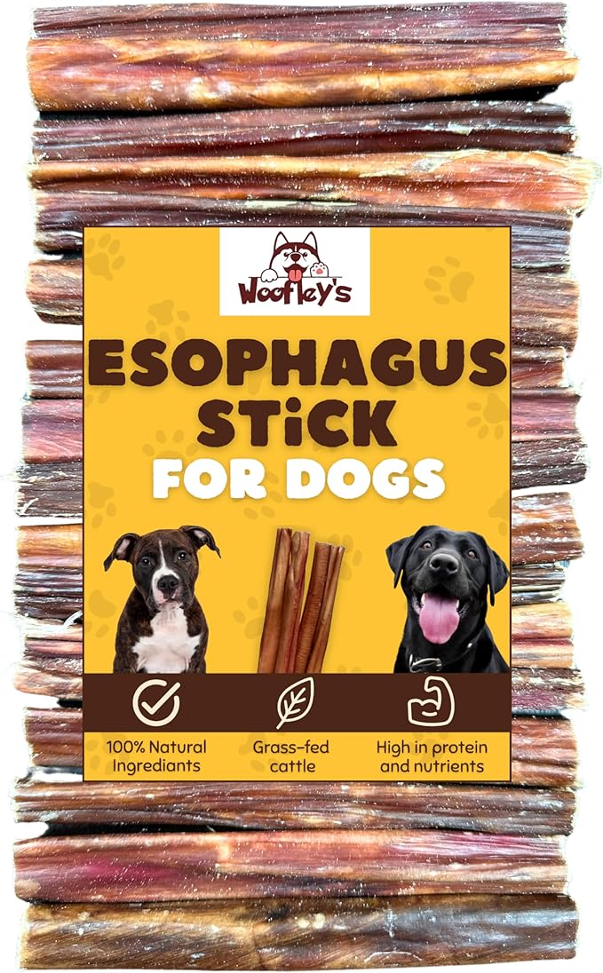 Woofley's - Esophagus Stick (1 Pound)- Gullet Sticks for Dogs - Safe Jerky Dog Chews -Easily Digestible Dog Jerky Bully Sticks