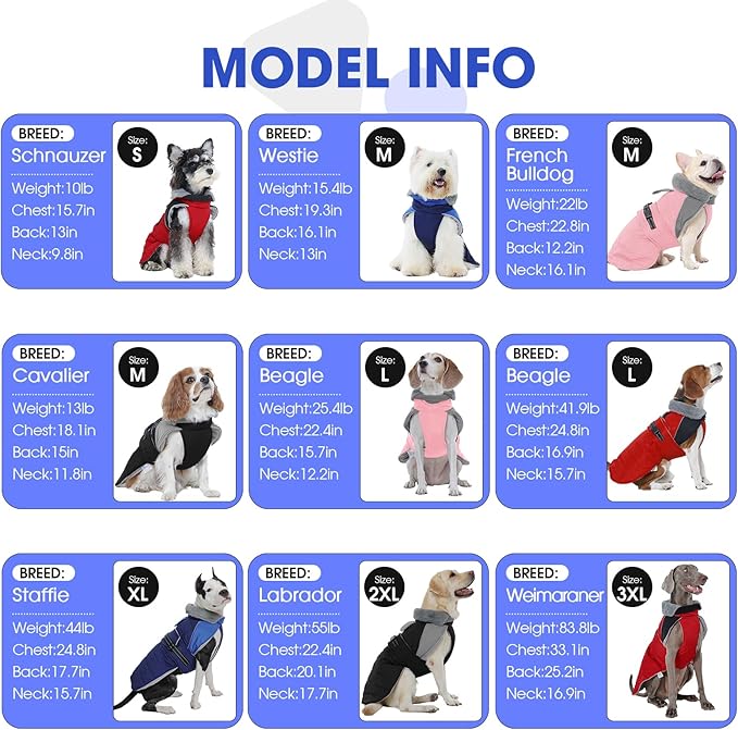 Nanaki Small Dog Coats for Winter Waterproof, Warm Fleece Lining Dog Jacket with Leash Hole, Reflective Adjustable Cold Weather Puppy Jacket Vest, Easy On Pet Snow Jacket Suit Male Female, Blue S