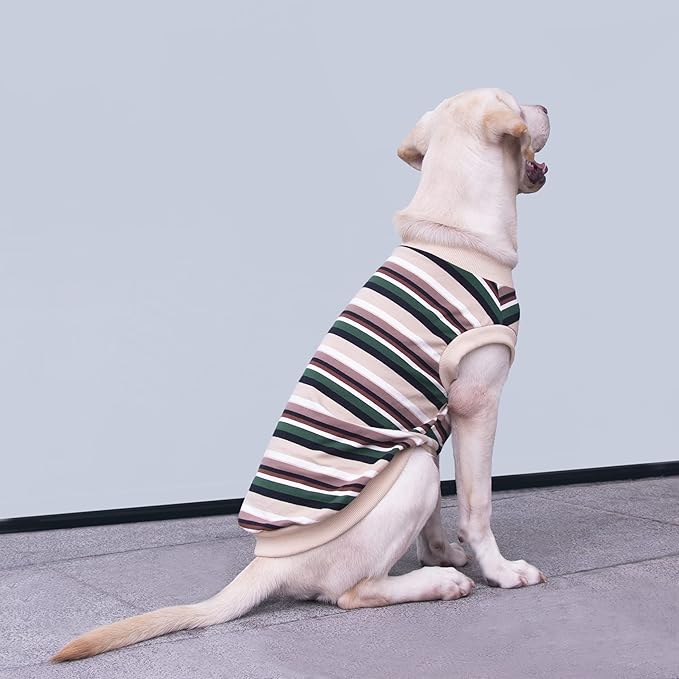 Extra Large Dog T Shirts Clothes Sleeveless Tank Top Vest for Labrador Rottweiler Great Dane, Khaki, Large