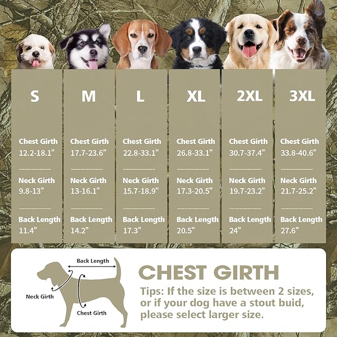 Fragralley Dog Coat Medium, Waterproof Dog Jacket with Warm Fleece Lining, Adjustable Reflective Dogs Winter Coat, Turtleneck Pet Coats for Cold Weather (Reed Camouflage M)
