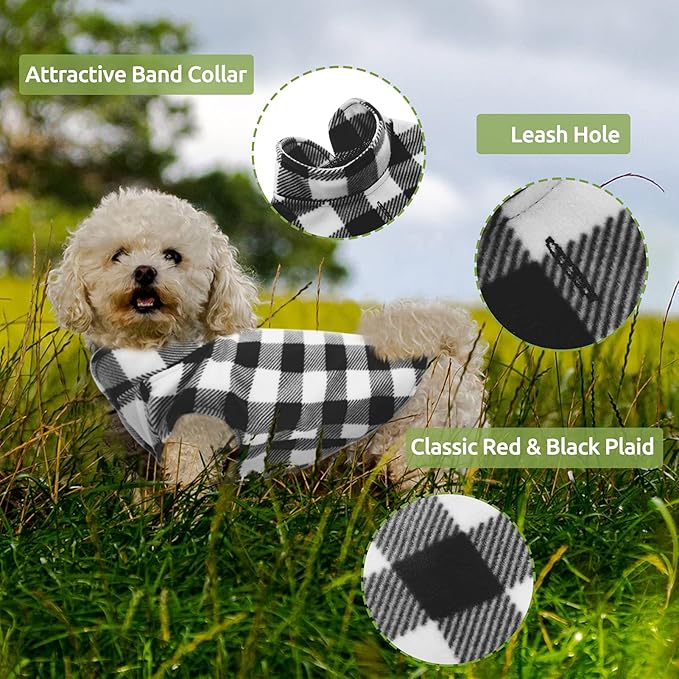 KAMA BRIDAL Spring Autumn Winter Coat Pullover Fleece Vest for Cats Small and Medium Dogs Thin Sweater Black & White Plaid (Black, XXXS)