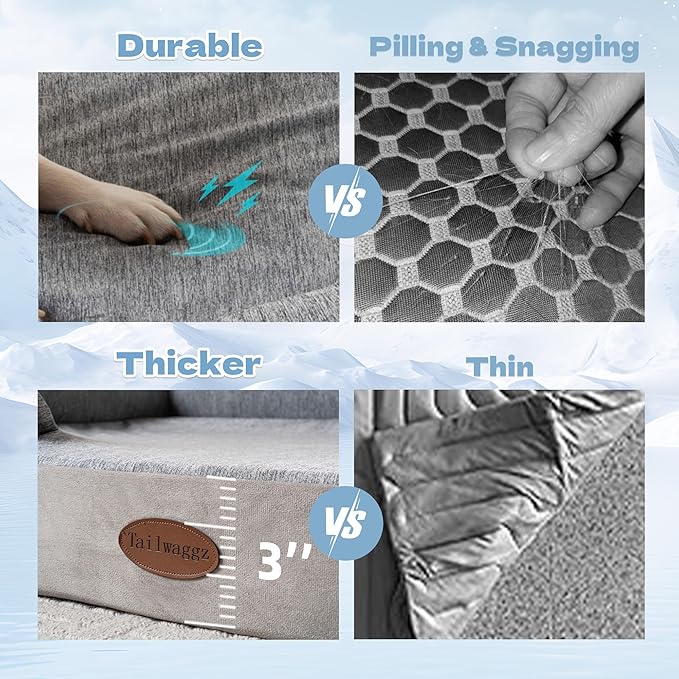 Cooling Pet Bed for Medium Dogs and Cats, Waterproof Orthopedic Dog Sofa Bed, Supportive Foam Pet Couch Bed with Washable Removable Cover, Waterproof Lining and Nonskid Bottom(Medium, Grey)